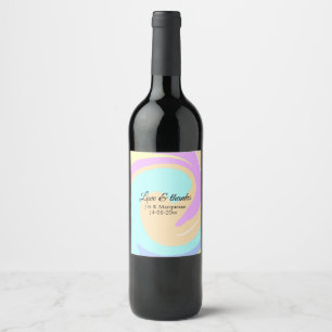 Étiquette Pour Bouteilles De Vin Amour & merci nom du mariage en marbre coloré