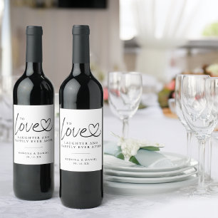 Étiquette Pour Bouteilles De Vin Amour Moderne Rire Heureusement Après Mariage