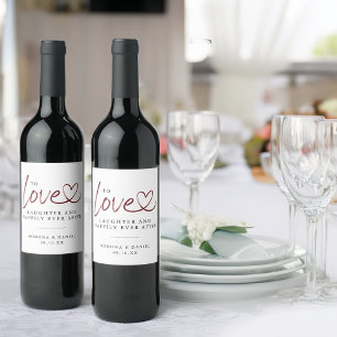 Étiquette Pour Bouteilles De Vin Amour Moderne Rire Heureux Mariage Pour Toujours