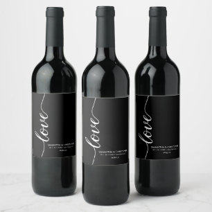 Étiquette Pour Bouteilles De Vin Amour Personnalisé Script Chic Wedding Favoriser