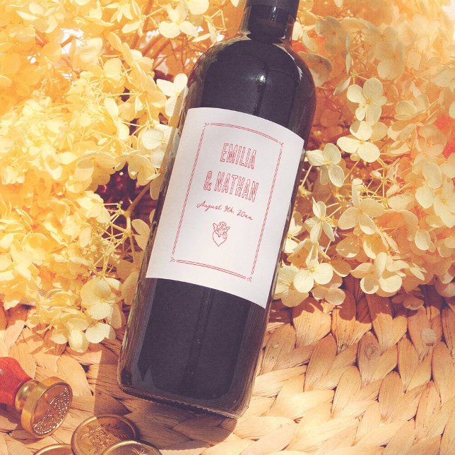 Étiquette Pour Bouteilles De Vin Amour Rétro Excentrique Mariage Cupidon Dessiné à  (Créateur téléchargé)
