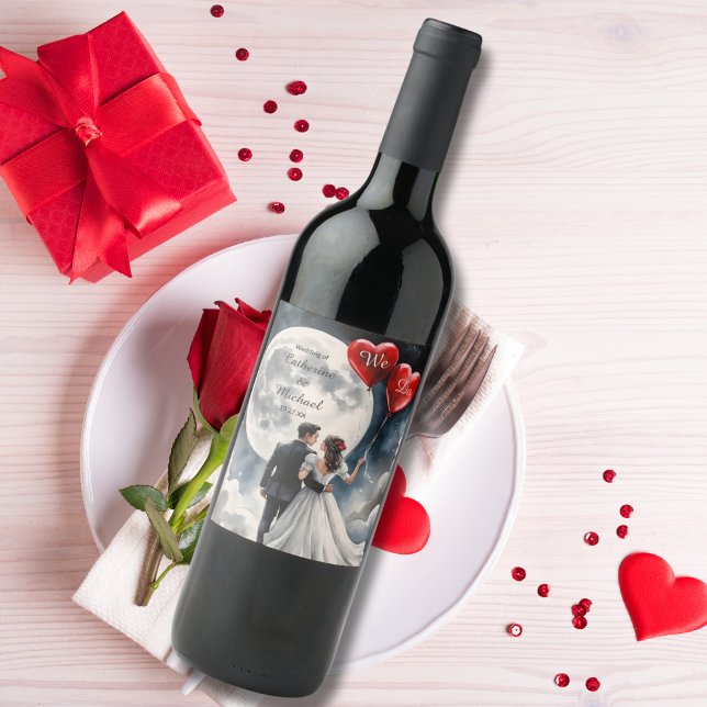 Étiquette Pour Bouteilles De Vin Amour romantique sur Cloud Neuf Mariage Fairytale (Créateur téléchargé)