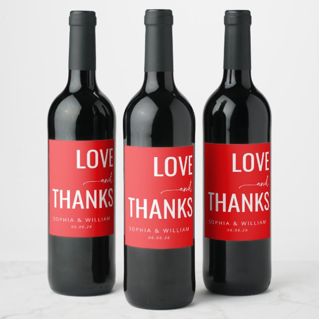 Étiquette Pour Bouteilles De Vin Amour Rouge Chaud Merci (Bouteilles)