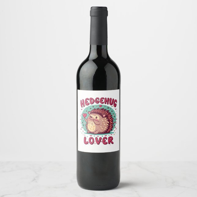 Étiquette Pour Bouteilles De Vin Amoureux de câlins de hérisson (Devant)