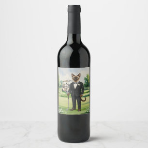 Étiquette Pour Bouteilles De Vin Amoureux de les chats Mariages de golf sur le parc