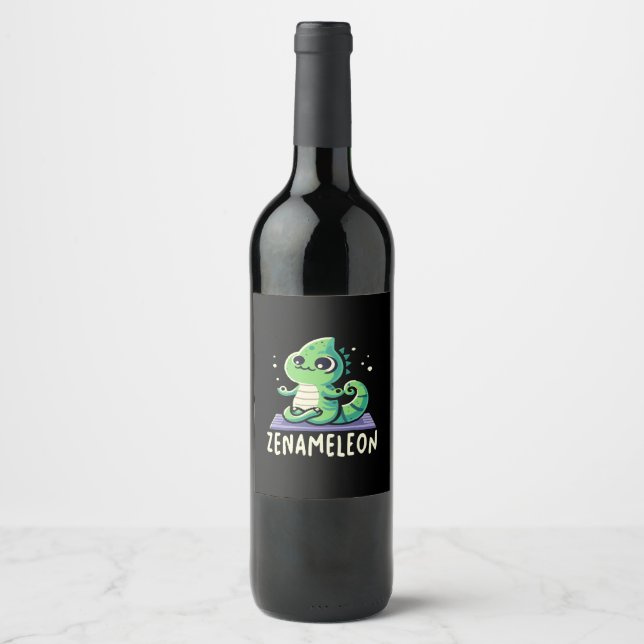 Étiquette Pour Bouteilles De Vin Amoureux du caméléon (Devant)