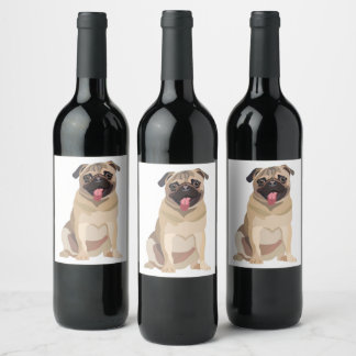 Étiquette Pour Bouteilles De Vin Amusant Carlin chien animal de compagnie | Cadeau 