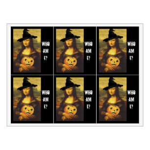 Étiquette Pour Bouteilles De Vin Amusant sorcière Mona Lisa ! Qui suis-je jeu Étiqu