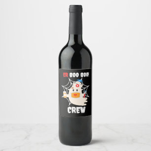 Étiquette Pour Bouteilles De Vin Amusante ER Boo Boo Infirmière d'équipage Hallowee