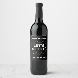 Étiquette Pour Bouteilles De Vin Amusants Laissons S'Éclairer Fêtes De Noël Lumi