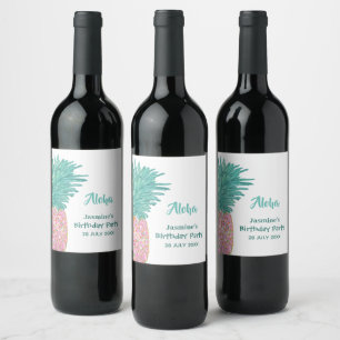 Étiquette Pour Bouteilles De Vin Ananas Tropical Coloré