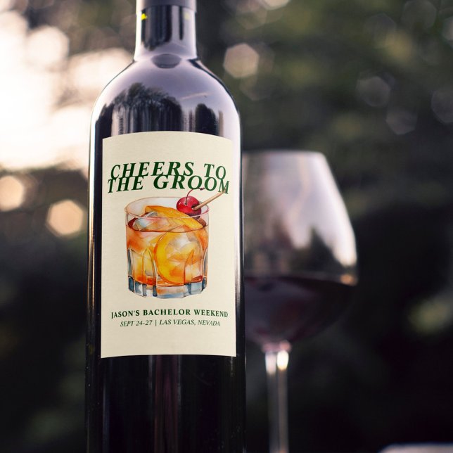 Étiquette Pour Bouteilles De Vin Ancien Cocktail Bachelor Week-end (Créateur téléchargé)