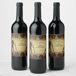 Étiquette Pour Bouteilles De Vin Ancien Dieu égyptien Thoth, Quill et Mariage d'enc