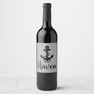 Étiquette Pour Bouteilles De Vin Ancre et corde en détresse nautique