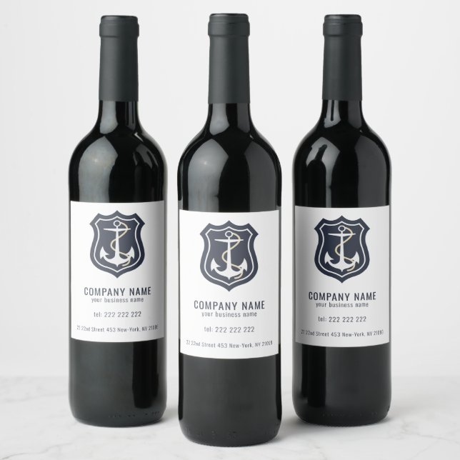 Étiquette Pour Bouteilles De Vin Ancre marine blanche (Bouteilles)