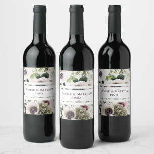Étiquette Pour Bouteilles De Vin Anémone blanche sur Blanche-Neige