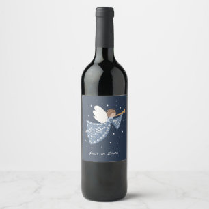 Étiquette Pour Bouteilles De Vin Ange de Noël personnalisé Vacances Paix Terre