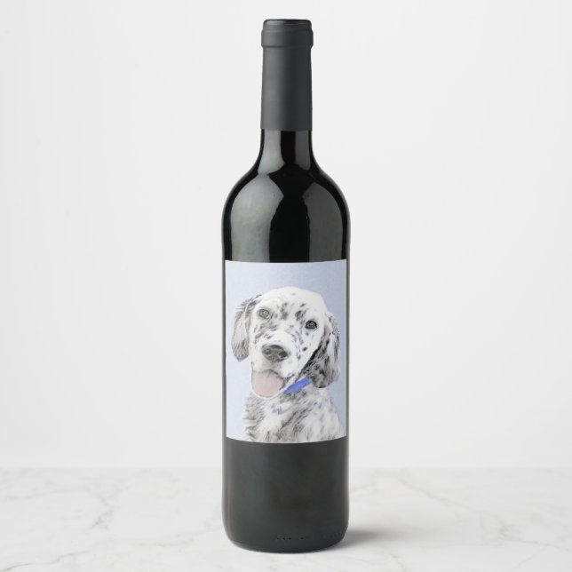 Étiquette Pour Bouteilles De Vin Anglais Setter Blue Belton Peinture Chien Art (Devant)