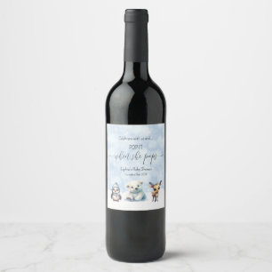 Étiquette Pour Bouteilles De Vin Animaux d'hiver Froid à l'extérieur du Baby shower