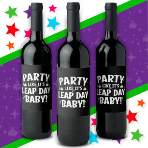 Étiquette Pour Bouteilles De Vin Année bissextile Anniversaire Fête bonjour bébé 29