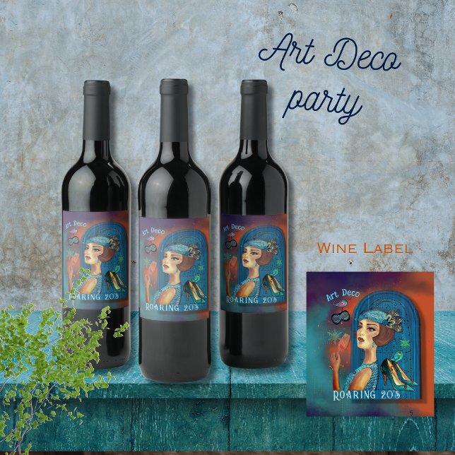 Étiquette Pour Bouteilles De Vin Années folles renouveau Art déco (Roaring Twenties Revival Art Deco Wine Label)