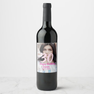 Étiquette Pour Bouteilles De Vin anniversaire 30 ans ajouter nom date année photo b