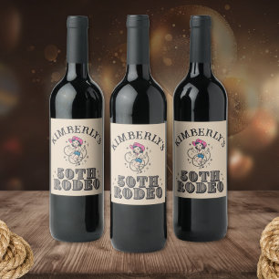 Étiquette Pour Bouteilles De Vin Anniversaire 50ème Rodeo Western Rétro