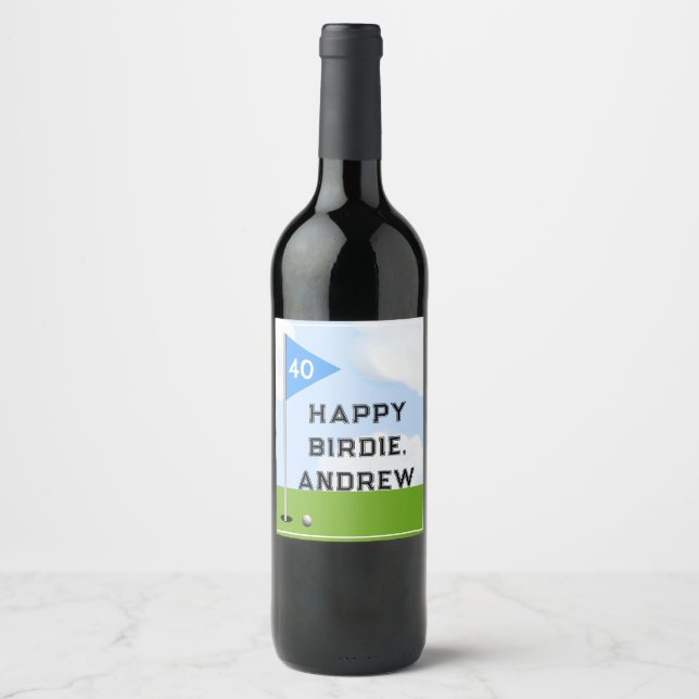 Étiquette Pour Bouteilles De Vin Anniversaire de golf (Devant)