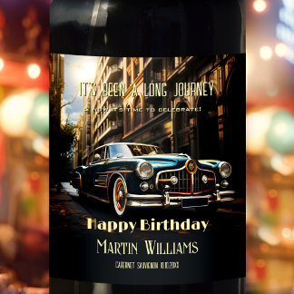 Étiquette Pour Bouteilles De Vin Anniversaire de la Voiture Vintage