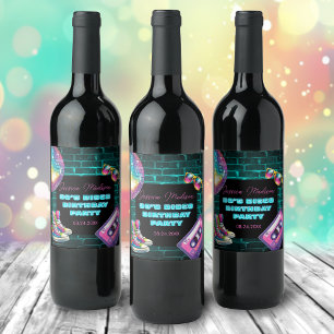 Étiquette Pour Bouteilles De Vin Anniversaire de Neon Disco dans les années 90