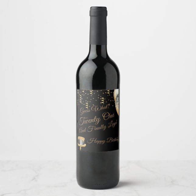 Étiquette Pour Bouteilles De Vin Anniversaire de vingt et un ans (Devant)