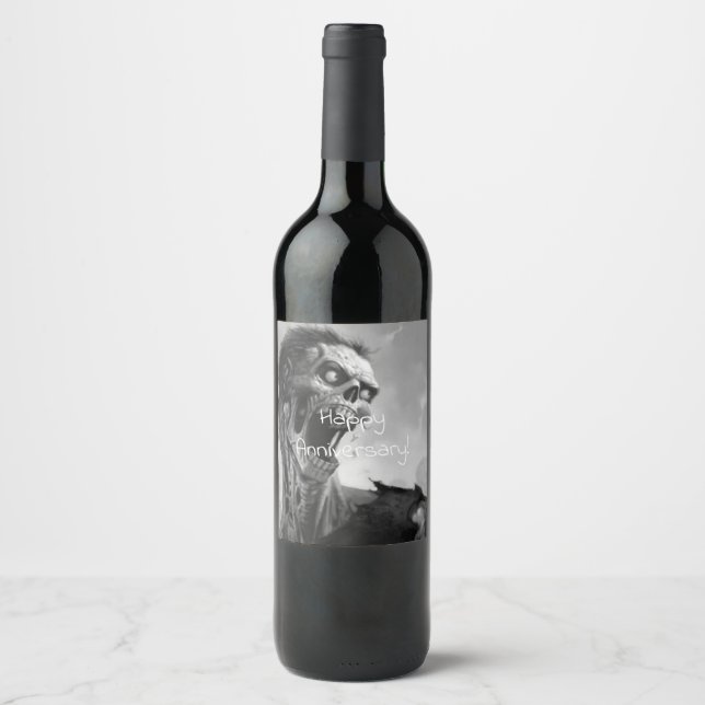 Étiquette Pour Bouteilles De Vin anniversaire de zombie créateur (Devant)