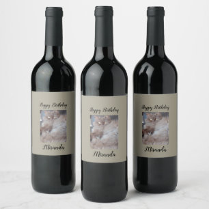 Étiquette Pour Bouteilles De Vin Anniversaire des chats