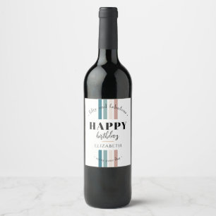Étiquette Pour Bouteilles De Vin Anniversaire Design minimaliste aux couleurs paste