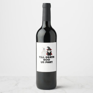Étiquette Pour Bouteilles De Vin Anniversaire du Mariage d'Halloween - Jusqu'à la m