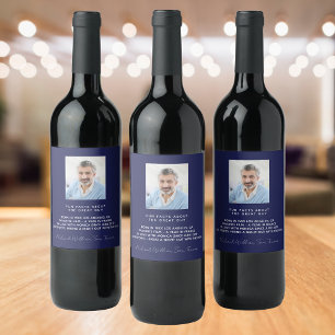 Étiquette Pour Bouteilles De Vin Anniversaire fond bleu marine photo faits amusants