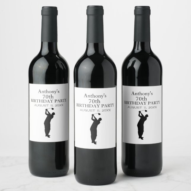 Étiquette Pour Bouteilles De Vin Anniversaire Golfer Funny 70e heureux papa Par (Bouteilles)