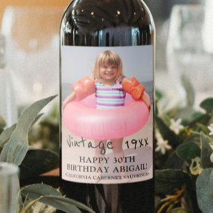 Étiquette Pour Bouteilles De Vin Anniversaire Photo Rétro Instantané Fête d'Anniver