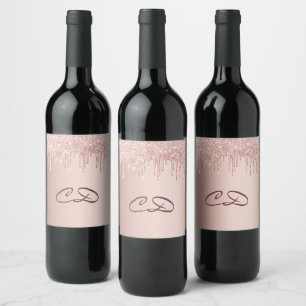 Étiquette Pour Bouteilles De Vin Anniversaire rose or parties scintillant rose mono