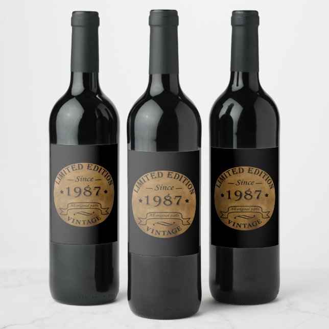 Étiquette Pour Bouteilles De Vin anniversaire vintage né en 1987 (Bouteilles)
