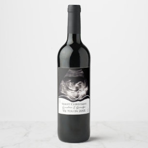 Étiquette Pour Bouteilles De Vin Annonce de grossesse aux grands-parents par échogr