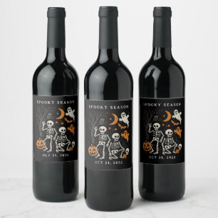 Étiquette Pour Bouteilles De Vin Anti Trump Halloween Skeleton