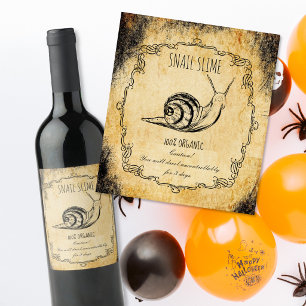 Étiquette Pour Bouteilles De Vin Apothicaire halloween vintage slime d'escargot