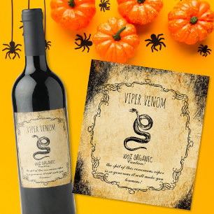 Étiquette Pour Bouteilles De Vin Apothicaire halloween vintage venin de vipère