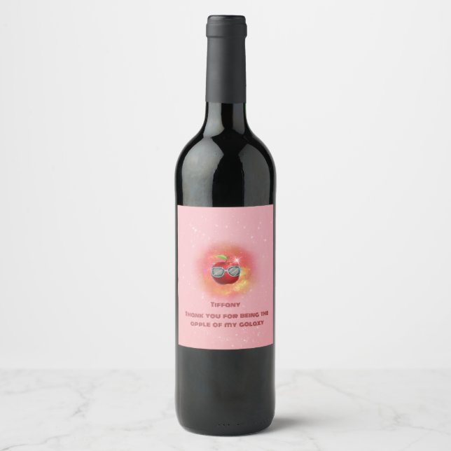 Étiquette Pour Bouteilles De Vin Apple dans la Galaxie de Thankful (Devant)