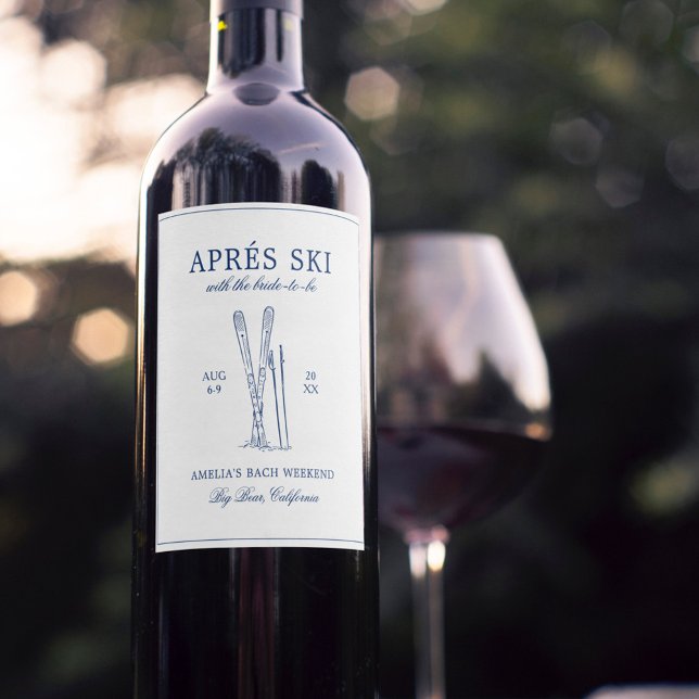 Étiquette Pour Bouteilles De Vin Après-Ski avec la future mariée week-end Bach (Créateur téléchargé)