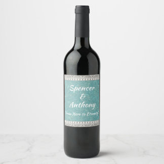 Étiquette Pour Bouteilles De Vin Aqua Faux Texture Étiquette à vin