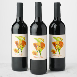 Étiquette Pour Bouteilles De Vin Aquarelle à fleurs de calla