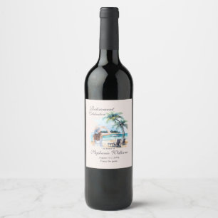 Étiquette Pour Bouteilles De Vin Aquarelle à thème pour la retraite des femmes