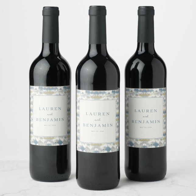 Étiquette Pour Bouteilles De Vin Aquarelle Abstraite Bleue Sérène (Bouteilles)